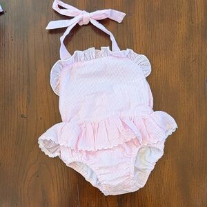 Blank Pink Ruffled Baby One-Piece Swimsuit